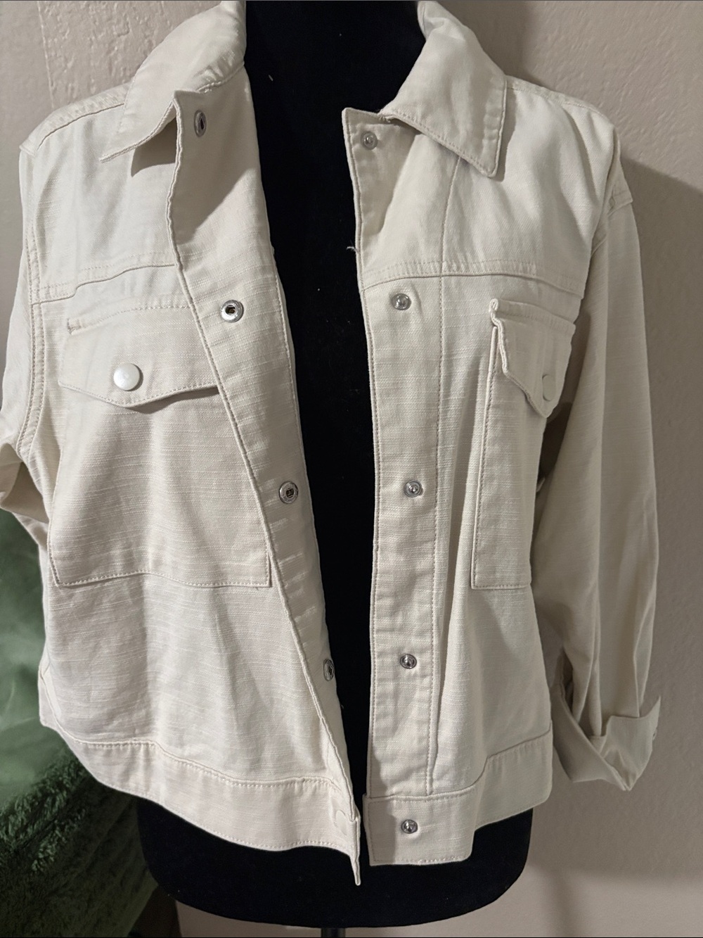 Lucky Brand Cream Jean Jacket with Snap Buttons
